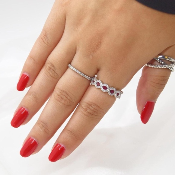 Garnet Rhinestone Cocktail Ring - Picture 5 of 6